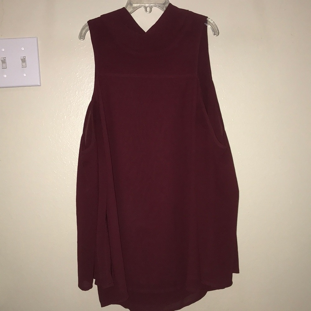 Naked Zebra Cold Shoulder Dark red top